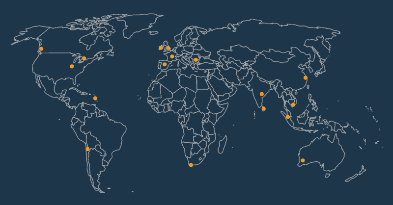 map of apex locations around the world